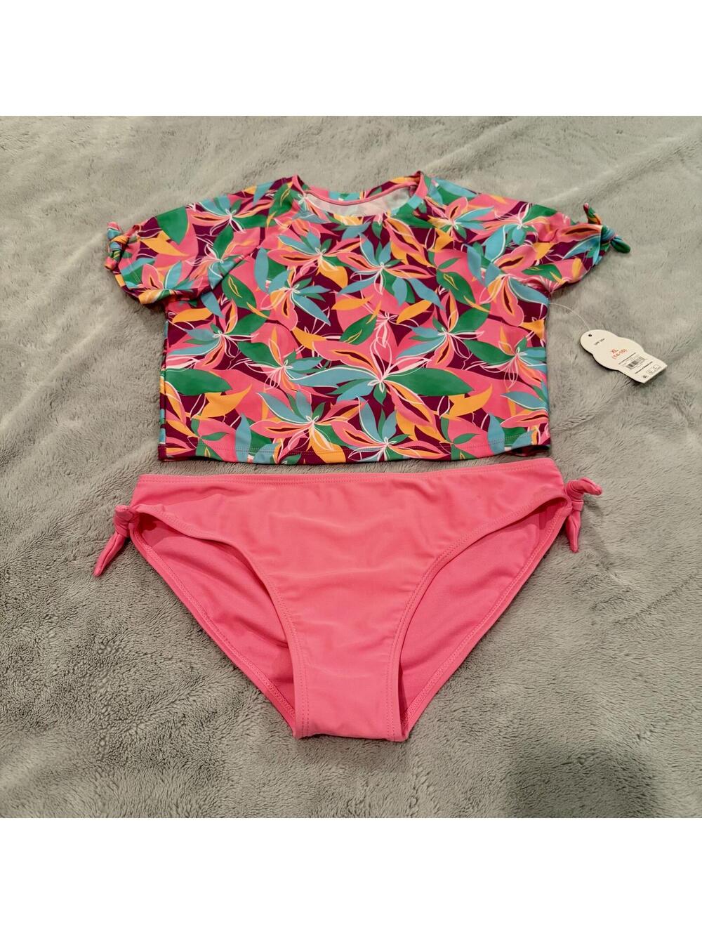 Wonder Nation Girls' Two-Piece Rash Guard Swimsuit Set XL (14-16)